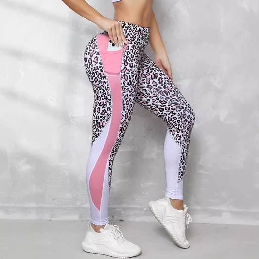 Contrast Color High Waist Tight Printed Leggings