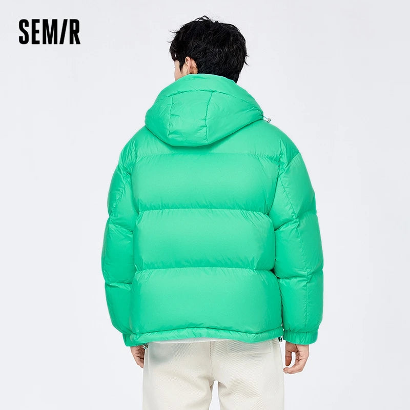 Semir Down Jacket Men 2022 Winter New Warm And Comfortable Simple Top Solid Color Casual Hooded Jacket Trendy