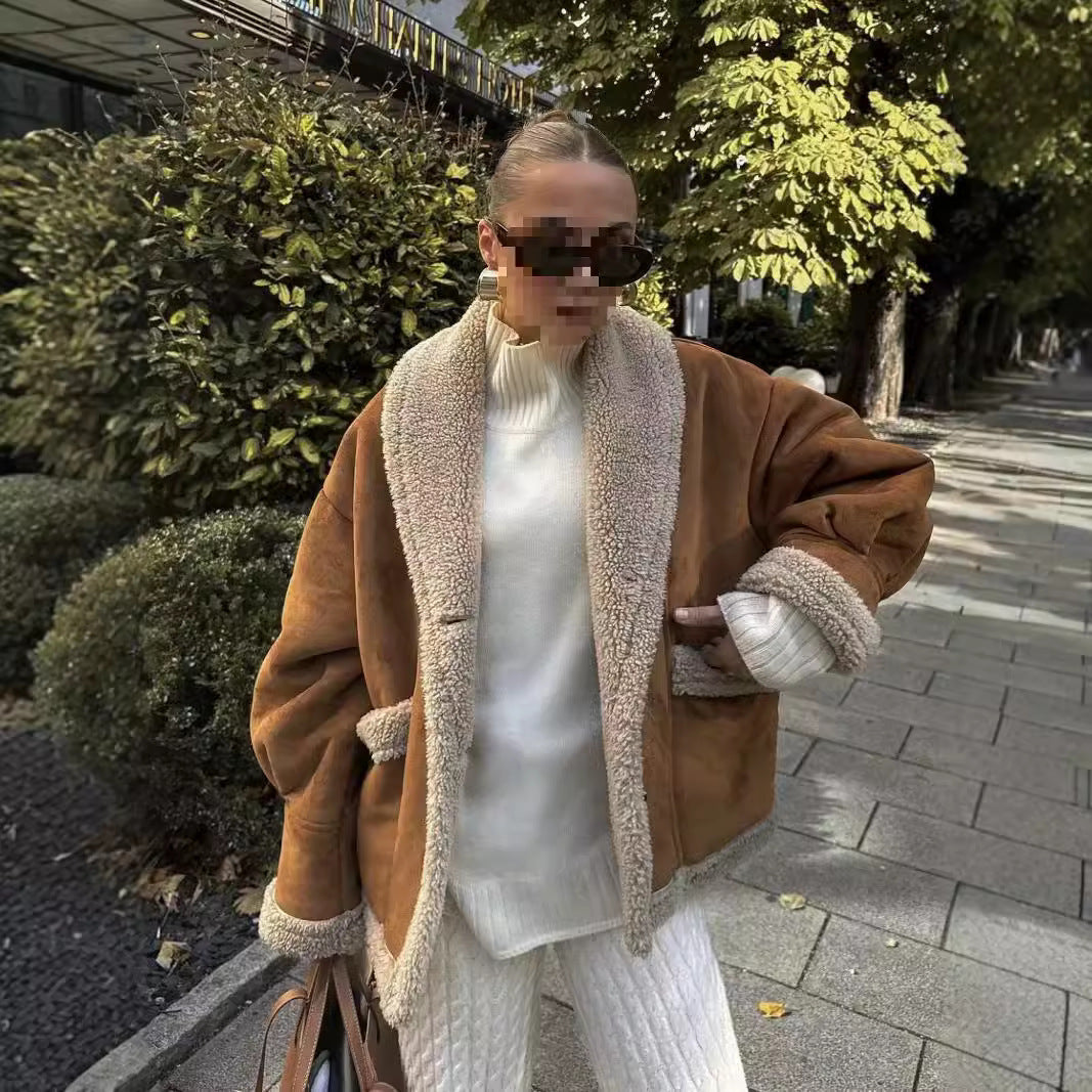 Women's Casual Lapel Loose Woolen Women's Casual